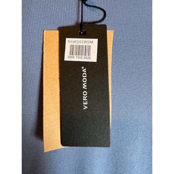 Vero Moda Phine Long Sleeve Rib Jersey Dress Coronet Blue Comfort Casual Travel - Picture 8 of 10